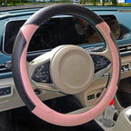 Fashion Cat Ear Leather Steering Wheel Cover Women Girl 15"(38cm) Universal Fit Auto D Shaped Leather Steering Wheel Covers (