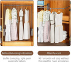 Nisorpa Pull Down Closet Rod, Adjustable 35-47 Inch Aluminium Soft-Close Wardrobe Lift Rail Organizer for Hanging Clothes, Tw
