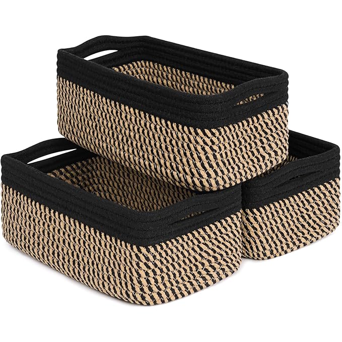 Goodpick Storage Baskets, Small Baskets for Organizing Gift Basket Empty Woven Rope Basket for Shelves Closet Organizer Bins 