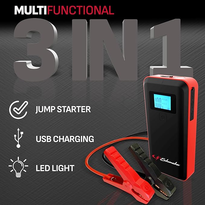 Schumacher Electric 1000 Peak Amp 12V Portable Lithium Car Battery Jump Starter & Power Pack - Lithium Ion Jump Box - with