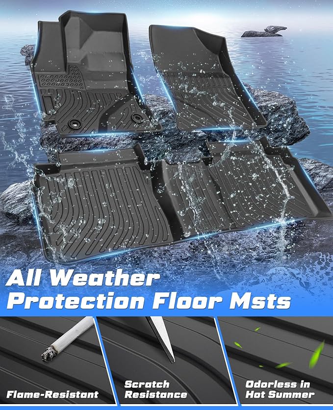 Sunsdrew Floor Mats for Toyota Corolla Sedan 2014-2019 (Not for Hatchback), All Weather Car Mats 2 Rows Floor Liners for Corolla Accessories, TPE Rubber Raised Edge