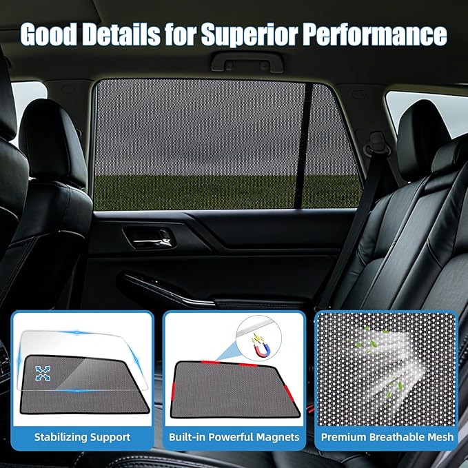 Car Window Shades for 2021-2024 Outback - Rear Side Window Sun Shade for Baby, Breathable Mesh Car Privacy Window Covers, UV Protection & Heat Insulation for Road Trips, Napping, Camping