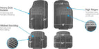 FH Group Automotive Floor Mats Universal Fit Heavy Duty Rubber for All Weather Protection Fits Most Cars, SUVs, and Trucks, 4 Piece (Full Set Trimmable) Gray