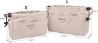 Vercord Canvas Handbag Organizers, Sturdy Purse Insert Organizer Bag in Bag, 10 Pockets Beige Small