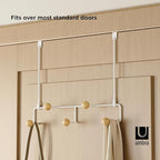 Umbra Estique Over The Door Coat Rack & Multi-Use Organizer, for Coats, Bags, Hats & More, Small, White/Natural