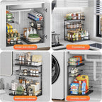 Under Sink Organizer and Storage for Bathroom and Kitchen - 2 Pack 3 Tier Under Cabinet Pull Out Shelf Organizers - Slide Out