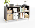 Flrrtenv 8-Cube Bookshelf 2 Tier Retro Bookcase with Legs, 11in Shelf Opening, 47" Wood Bookshelves Storage Organizer Shelf, 