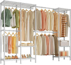 Higeego H7 Pro Heavy Duty Clothes Rack Large Garment Rack for Hanging Clothes, Freestanding Wardrobe Closet with Expandable H