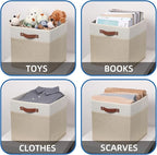Temary Cube Storage Bins 13 Inch Fabric Storage Cubes Storage Baskets for Shelves Closet Baskets for Cube Storage with Leathe