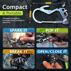 OUTDOOR ELEMENT Fire Escape, Emergency Escape Tool, Seatbelt Cutter, Window Breaker, Multi Tool, Fire Starter, Carabiner, and