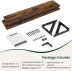 Floating Shelves, 8 Inch Deep Rustic Wood Wall Storage, 36W x 8D Wall Shelves Set of 2, Heavy Duty Metal Brackets, Industrial