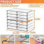 Yieach 2 Pack Acrylic Storage Drawers With 12 Small Drawer,Stackable Office Cabinet Organizer and Makeup Organizer,Clear Plas