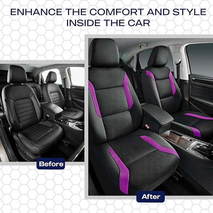 Skechers Memory Foam Car Seat Covers, Air Cool Mesh Thick Seat Covers,Car Seat Covers Front Seats,Airbag Compatible, Automoti