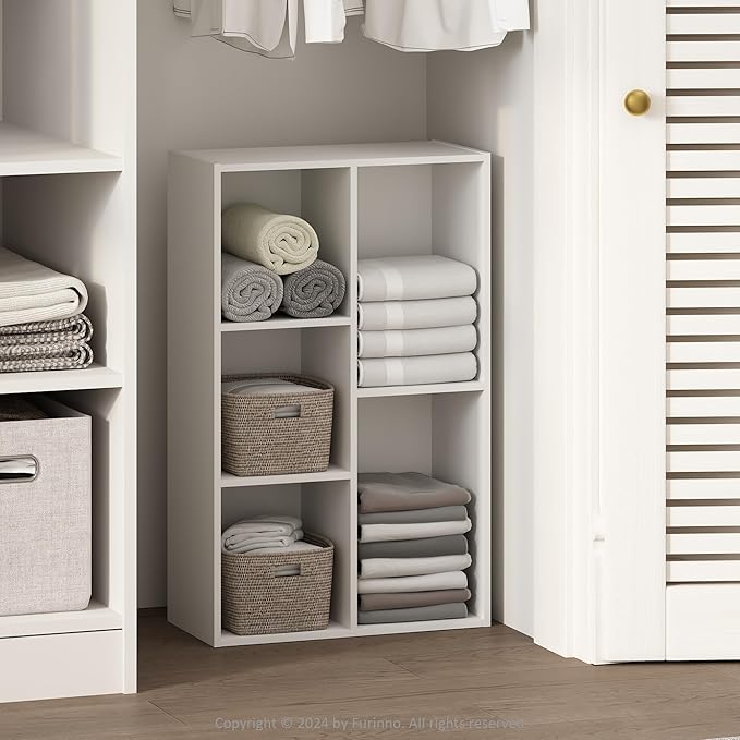 Furinno Reed Closet Organizers and Storage, 5-Cube Reversible Closet Shelves, Closet Organization Shelf, 9.4 x 19.5 x 31.5, f