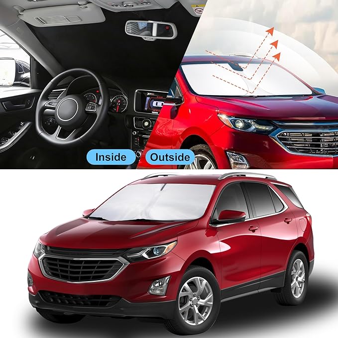 Front Windshield Sun Shade Foldable Car Front Window Sun Shade Windshield Shade Custom Fit for 2018-2026 Che-vrolet Equinox Block UV Rays Accessories Heat Keep Cooler