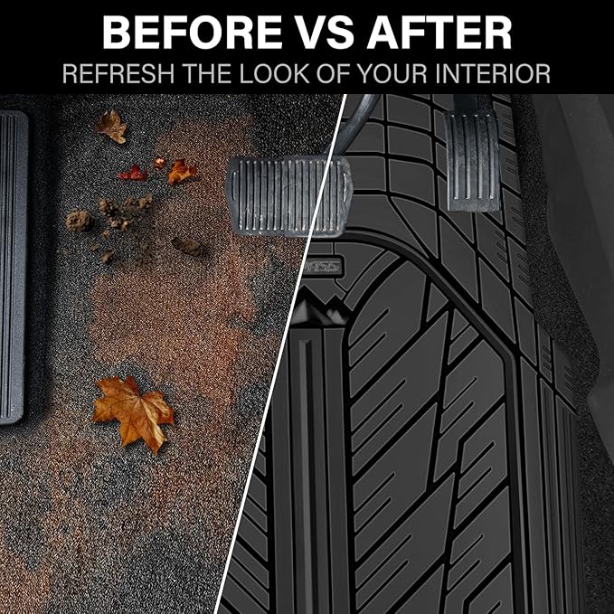 CAR PASS Floor Mats for Cars M-L Size, Heavy Duty Rubber Floor Mats with Trunk Cargo Liner, Universal Trim-to Fit Automotive Floor mats for Truck Van SUV Waterproof All Weather Car Mats Solid Black