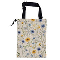 Car Garbage Bag Abstract Blue and Yellow Flowers Hanging Canvas Car Trash Bag Drawstring Car Back Seat Organizer for Car Back Front Seat Console with Adjustable Buckle