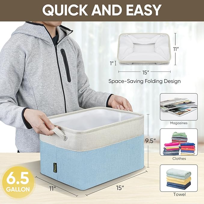 BALEINE 1 Pack Fabric Closet Storage Bins for Shelves, Linen Closet Organizers and Storage, Decorative Baskets for Organizing