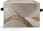 Boho Abstract Neutral Storage Box Bins, Mid Century Modern Beige and White Abstract Collapsible Storage Basket Organizer for 
