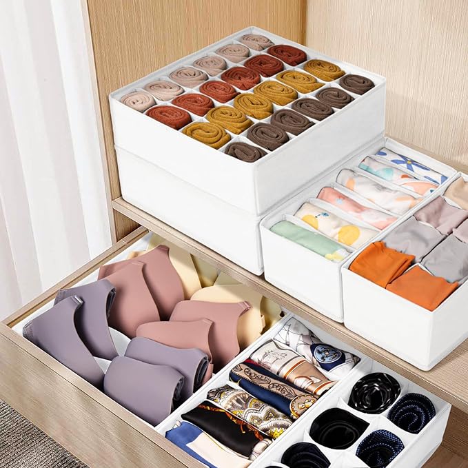 Criusia Drawer Organizer Clothes, 8 Pack Dresser Organizer Bins for Baby Clothes, Underwear Sock, Fabric Closet Organization 