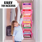 6-Shelf Weekly Clothes Organizer for Kids, Hanging Daily Closet Organization with 6 Side Pockets, Days of The Week Clothing D