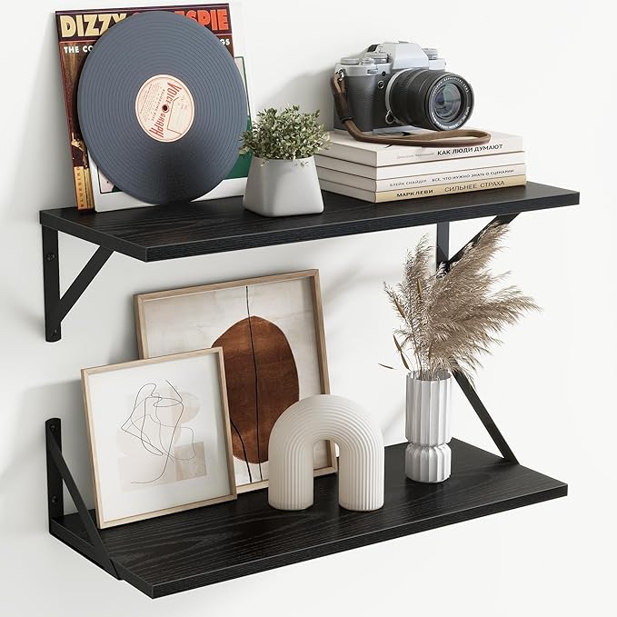 Floating Shelves for Wall Decor,24" Wx8 D Wall Mount Floating Bookshelf Set of 2,Hanging Storage Shelf with Sturdy Metal Brac