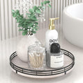 10" Oak Bathroom Vanity Tray Turntable for Perfume Candle, Round Wooden Decorative Tray for Kitchen Sink Countertop Organizer