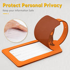 Travelambo Luggage Tags for Suitcases PU Leather Travel Tags Bag Tags Privacy Protection Travel Essentials