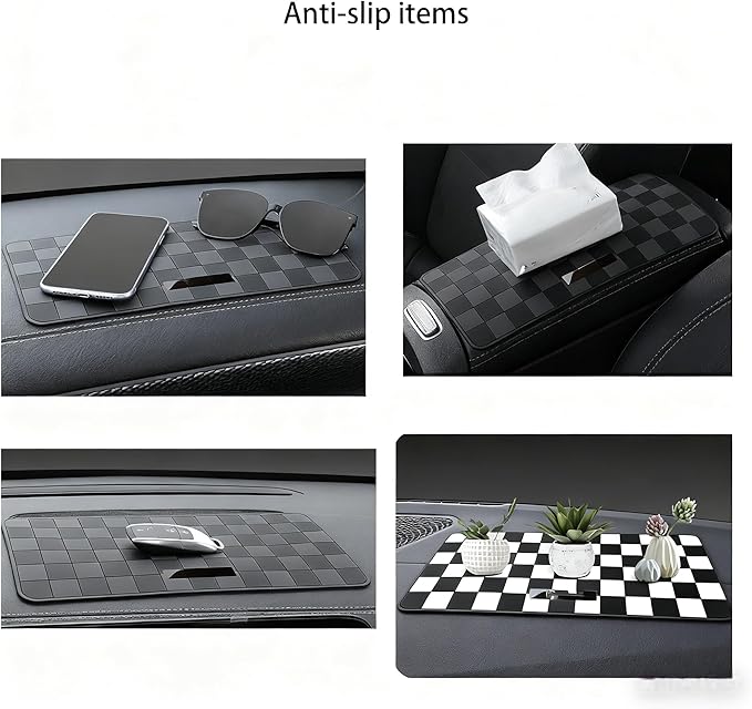 Car Interior Accessories Set – 2PCS Silicone Cup Holder Coasters & 1PCS Anti-Slip Dashboard Pad, Universal Non-Slip Rubber Ma