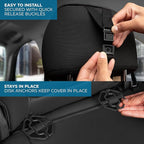 Cat® Edge Deluxe Faux Leather Car Seat Covers – Full Set (2 Front + 1 Rear Bench) – Semi-Custom Universal Fit, Two-Tone Black