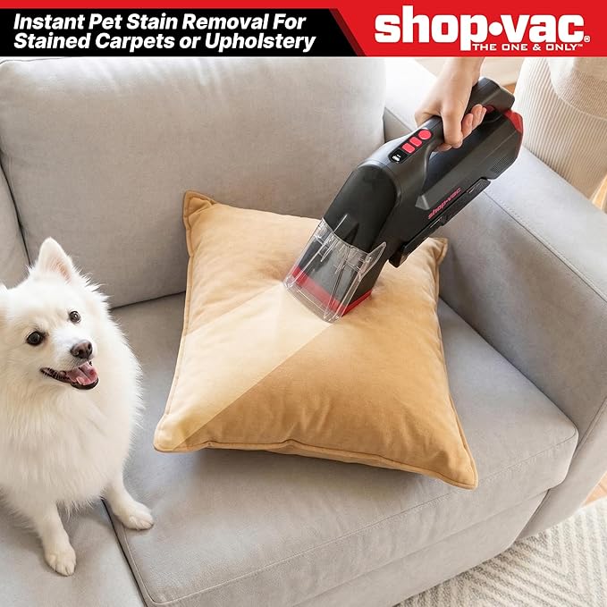 Shop-Vac 3-in-1 Cordless Spot Cleaner, Handheld Upholstery Cleaner with Spray, Rolling Brush and 5.5kPa Suction, 2 Water Tank