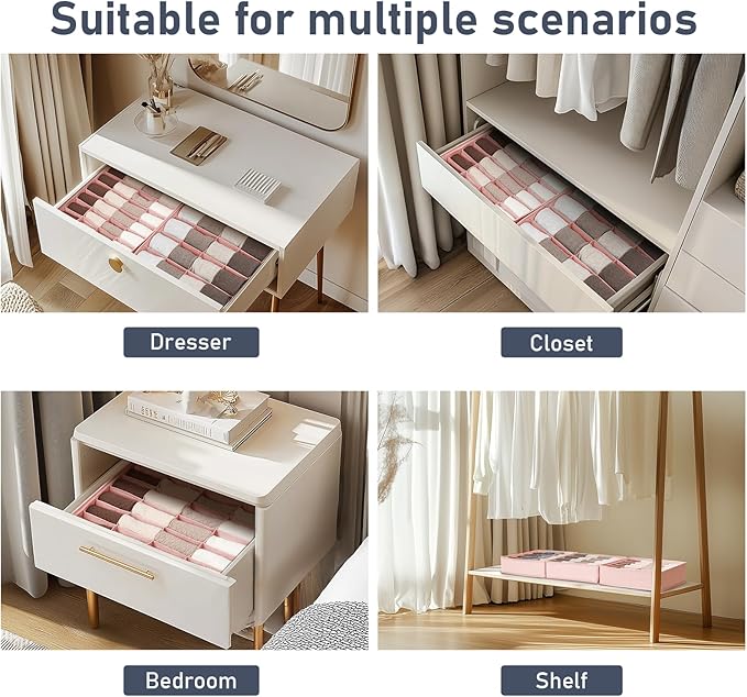 DIMJ Sock Organizer Drawer Organizer - Closet Organization and Storage, Underwear Drawer Organizer for Storing Socks, Handker