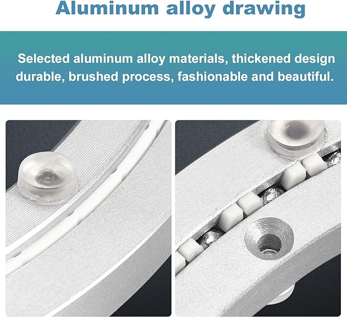 MECCANIXITY Aluminum Lazy Susan 12 Inch Muffler Turntable Ring Bearing Metal Rotating Turntable Bearings Swivel Plate Hardwar