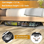 NADAMOO Under Bed Storage with Wheels, 2 Pack Rolling Under Bed Storage Containers，Foldable Metal Under the Bed Organizer Bin