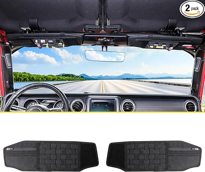 Tactical Sun Visor Organizer Visor Storage Compatible with 2018-2026 Jeep Wrangler JL 4XE Gladiator JT Accessories Car Sun Visor Sunglasses Holder Webbing Molle Panel, 2x Driver Passenger