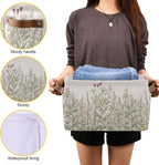 xigua Vintage Colorful Herbs Wild Flowers Floral Storage Basket Collapsible Toy Storage Bins Waterproof Canvas Storage Basket
