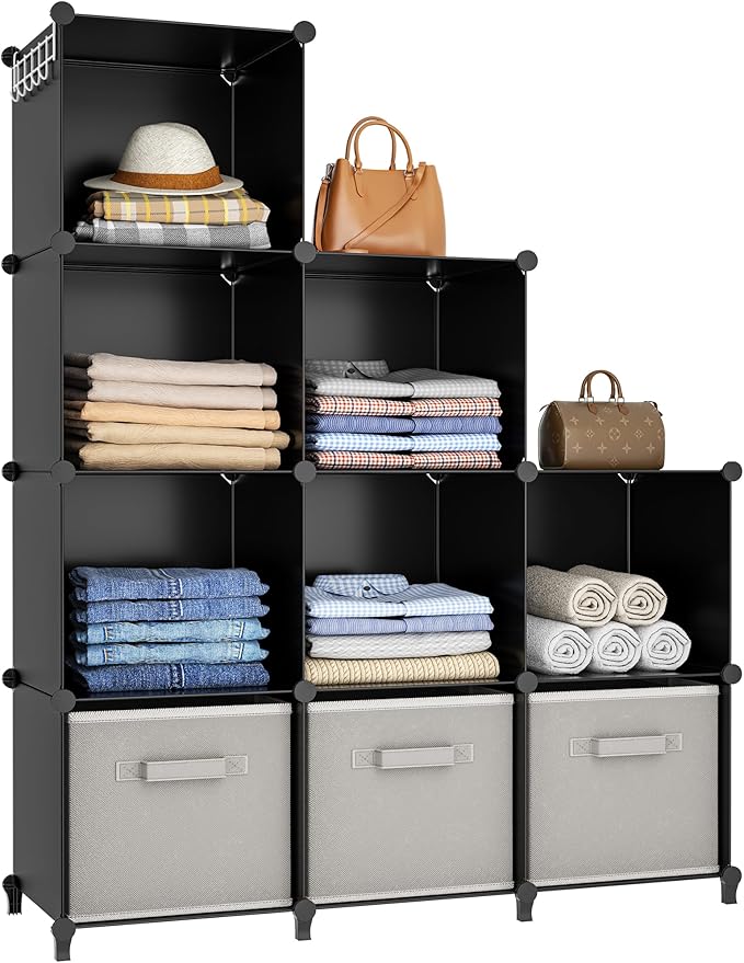 HOMIDEC Closet Organizers and Storage, 9 Cube Storage Organizer, Portable Closet Organizer Cubes Shelves for Clothes, Bedroom