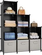 HOMIDEC Closet Organizers and Storage, 9 Cube Storage Organizer, Portable Closet Organizer Cubes Shelves for Clothes, Bedroom