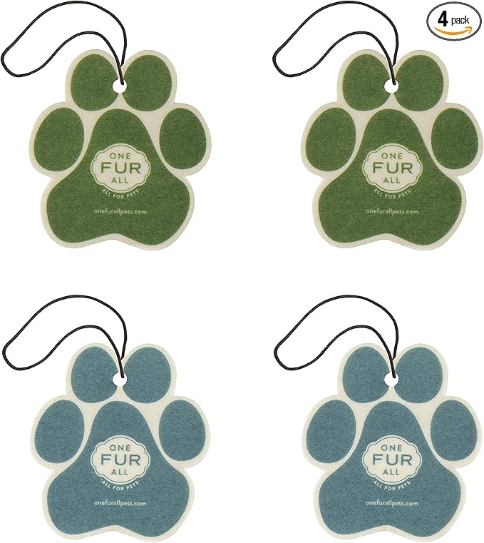 One Fur All Pet House & Car Freshener - Bamboo Watermint/Med Sea Pack of 4 - Non-Toxic, Pet-Friendly Odor Eliminator For Smal