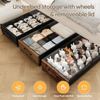 Under Bed Storage with Wheels Vintage Brown-2pack and Walnut 2pack