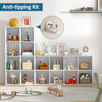 PrimeZone Stackable 8 Cube Storage Organizer: Wood Cubes Shelf Fits Cubby Bins - Square Cubicle Bookshelf Cabinet for Closet 