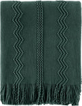 BATTILO HOME Christmas Décor Green Throw Blanket with Fringe, Geometric Bed Throws Dark Green Throws Decorative Throw Blanket