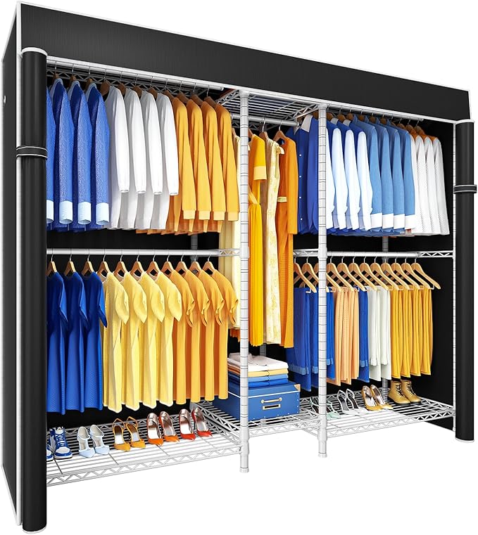 Ulif E12C Pro Heavy Duty Closet Organizer System，Freestanding Clothing Racks for Hanging Clothes，Adjustable Garment Rack 71"W