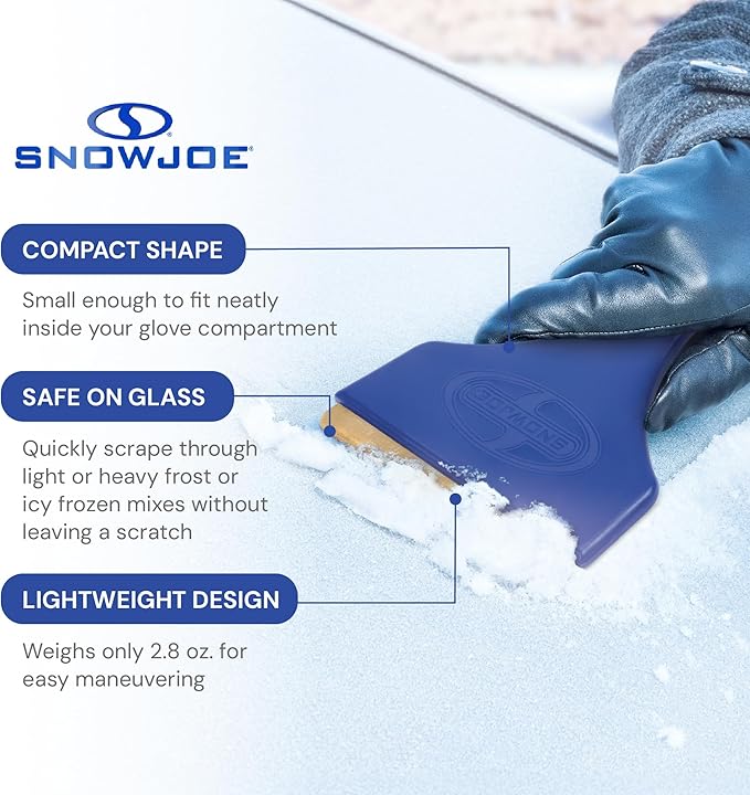 Snow Joe Brass Ice Scraper with Durable Brass Blade & Comfort Grip — Scratch-Safe Automotive Ice & Frost Remover for Windshields & Car Windows