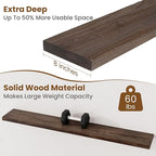 Floating Shelves for Wall Decor, 8 Inch Deep Rustic Solid Elm Wood Floating Shelves Wall Mounted, Wall Shelves with Invisible