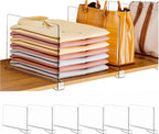 Clear Acrylic Shelf Dividers for Closet Organization - 6 Pack Closet Shelf Divider for Sweatshirt,Towel,Bag,Purse,Clothing,Sw