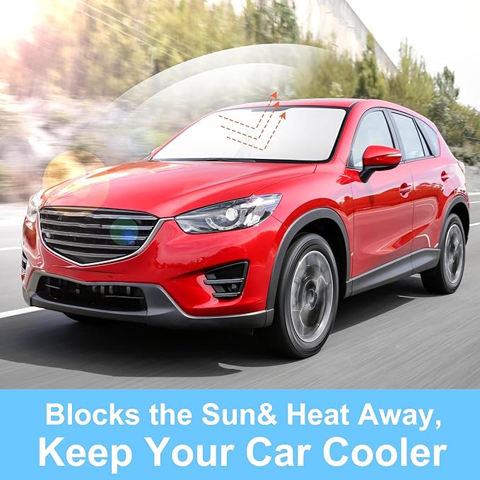 TINGLU Sun Shade for Mazda CX-5 CX5 2013-2016 Accessories Windshield Sun Shade Window Shade UV Rays Protection Sun Visor Cover with Steering Wheel Sunshade Storage Bag