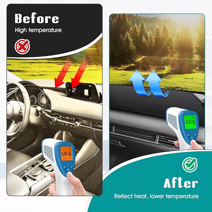 FIILINES Dash Cover for 2019-2026 Mazda 3, Dashboard Mat Accessories Dash Cover Sunshade Nonslip Mesh Protector No Glare Blac