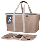 CleverMade Collapsible Laundry Tote 2-Pack (50L) – Foldable Carry-All Storage Bin for Laundry, Car Trunk, RV, Dorm & Home Org