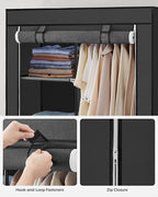 SONGMICS Portable Closet, Fabric Wardrobe, Clothes Rack with Shelves, Pockets, Large Capacity, 1 Hanging Rod, 34.6 x 17.7 x 6